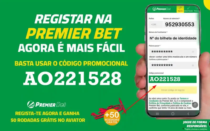 Melhor Código Promocional da Premier Bet: AO221528 – Ganhe 200% de Bônus + 50 Rodadas Grátis!